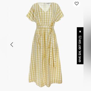 Madewell Dolman-Sleeve Tie-Waist Midi Dress in Gingham Check Size 2